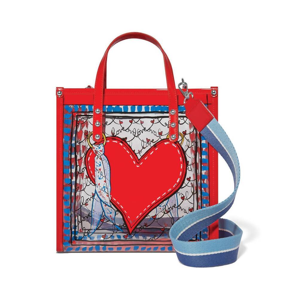NEW BRIGHTON striped love clear tote in red/white/blue